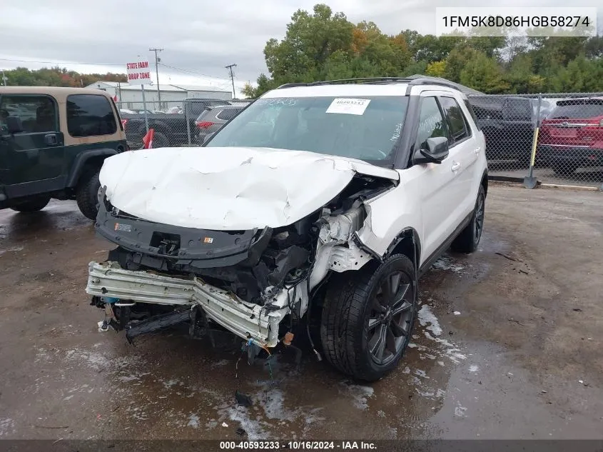 2017 Ford Explorer Xlt VIN: 1FM5K8D86HGB58274 Lot: 40593233