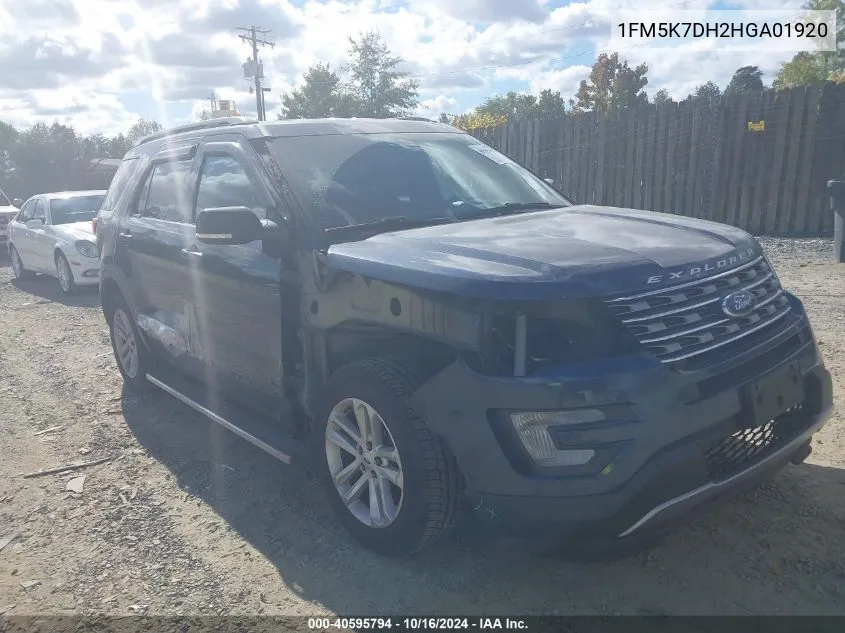 2017 Ford Explorer Xlt VIN: 1FM5K7DH2HGA01920 Lot: 40595794