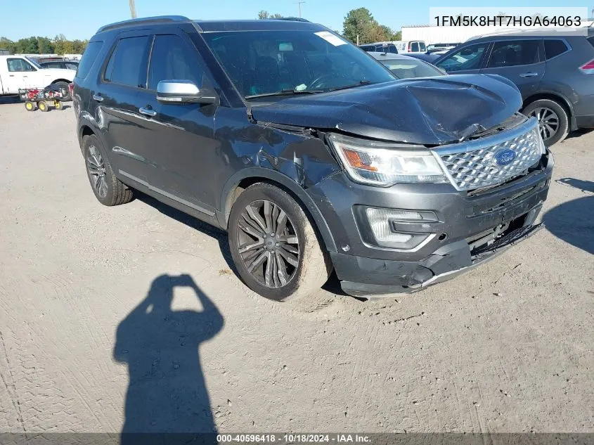 2017 Ford Explorer Platinum VIN: 1FM5K8HT7HGA64063 Lot: 40596418