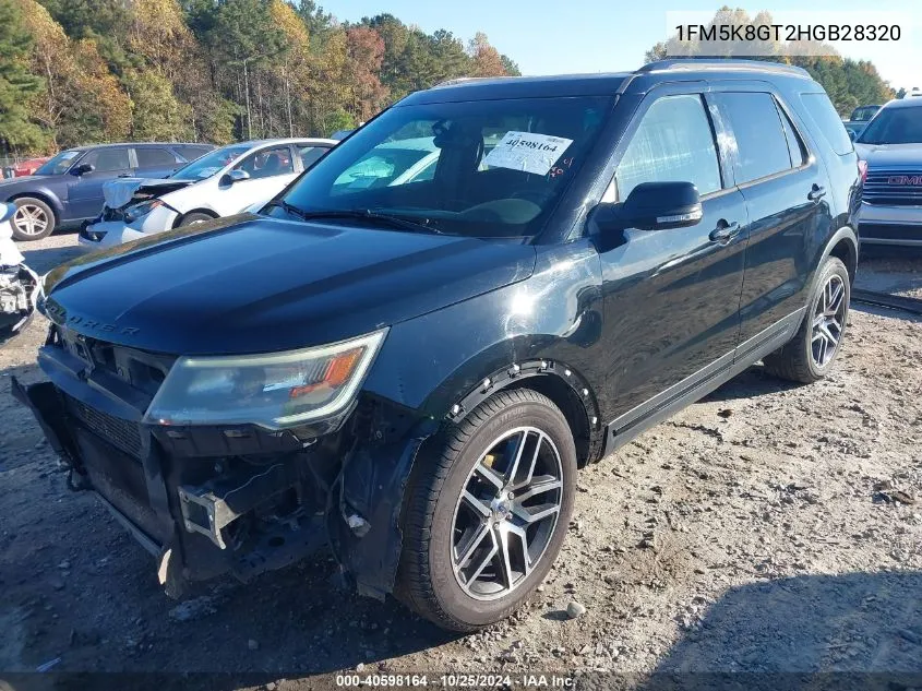 2017 Ford Explorer Sport VIN: 1FM5K8GT2HGB28320 Lot: 40598164