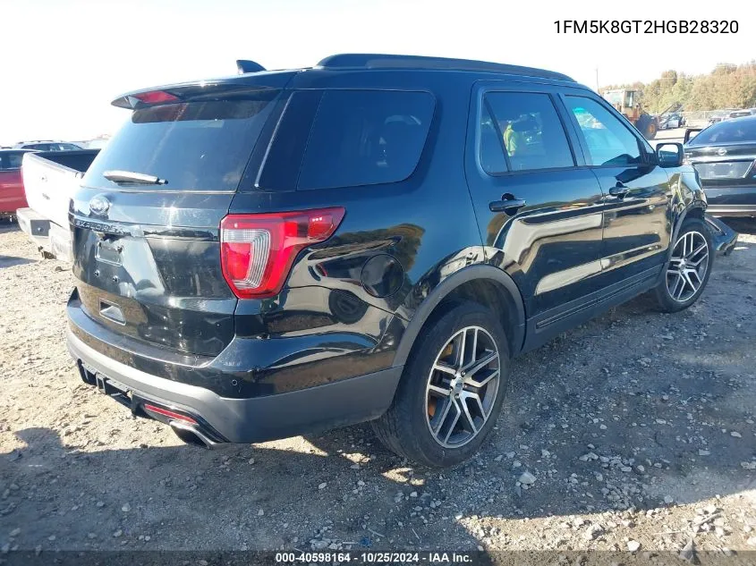 2017 Ford Explorer Sport VIN: 1FM5K8GT2HGB28320 Lot: 40598164