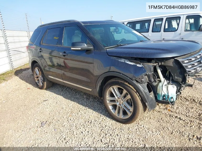 2017 Ford Explorer Xlt VIN: 1FM5K7D84HGB86987 Lot: 40605846