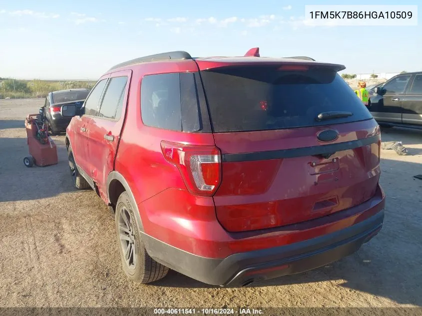 2017 Ford Explorer VIN: 1FM5K7B86HGA10509 Lot: 40611541