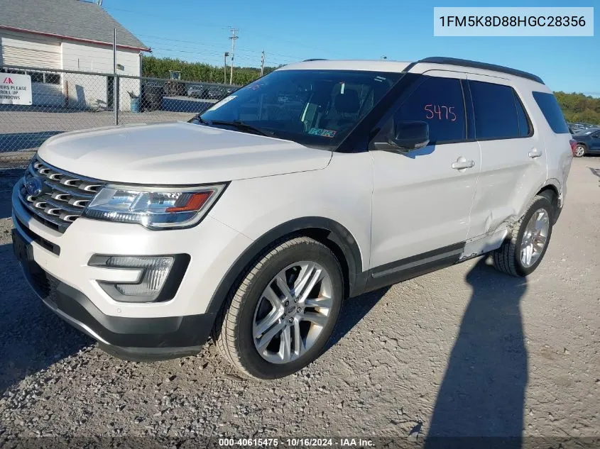 2017 Ford Explorer Xlt VIN: 1FM5K8D88HGC28356 Lot: 40615475