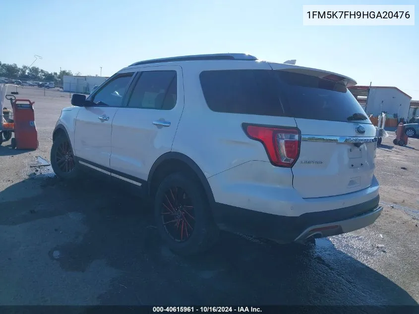 2017 Ford Explorer Limited VIN: 1FM5K7FH9HGA20476 Lot: 40615961