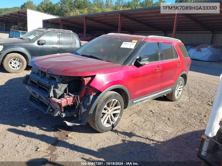 2017 Ford Explorer Xlt VIN: 1FM5K7D89HGA33330 Lot: 40617351