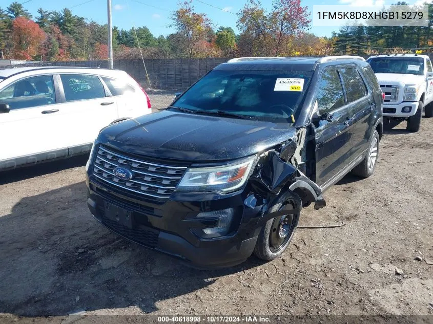 2017 Ford Explorer Xlt VIN: 1FM5K8D8XHGB15279 Lot: 40618998