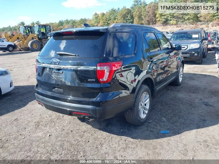 2017 Ford Explorer Xlt VIN: 1FM5K8D8XHGB15279 Lot: 40618998