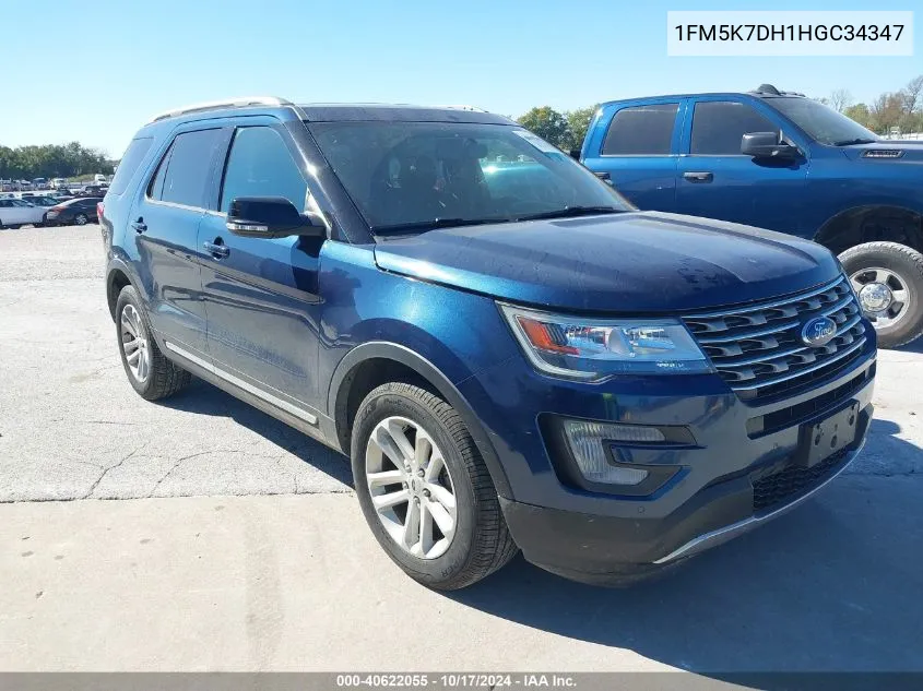 2017 Ford Explorer Xlt VIN: 1FM5K7DH1HGC34347 Lot: 40622055