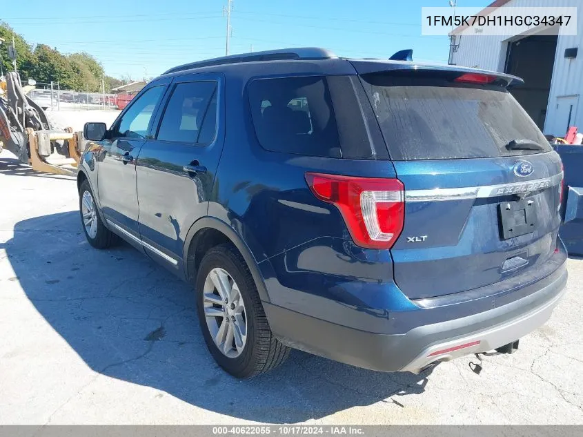 2017 Ford Explorer Xlt VIN: 1FM5K7DH1HGC34347 Lot: 40622055