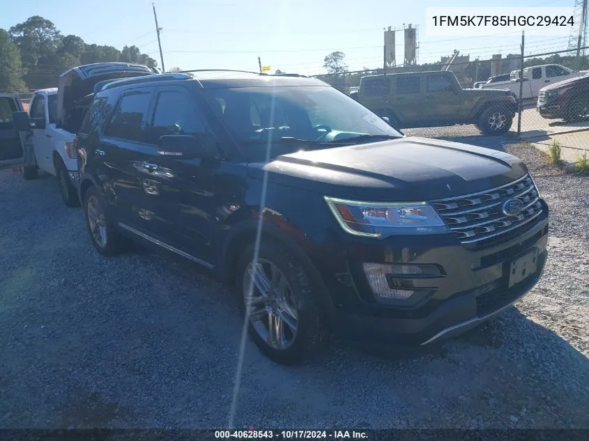 2017 Ford Explorer Limited VIN: 1FM5K7F85HGC29424 Lot: 40628543