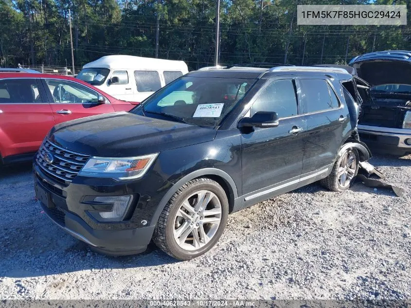 2017 Ford Explorer Limited VIN: 1FM5K7F85HGC29424 Lot: 40628543