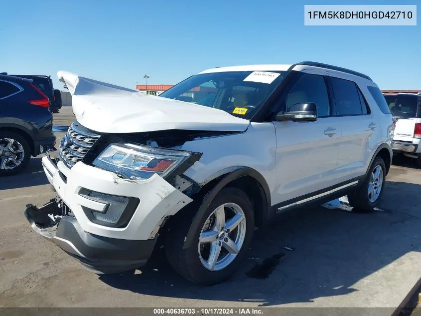 2017 Ford Explorer Xlt VIN: 1FM5K8DH0HGD42710 Lot: 40636703