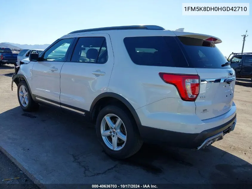 2017 Ford Explorer Xlt VIN: 1FM5K8DH0HGD42710 Lot: 40636703