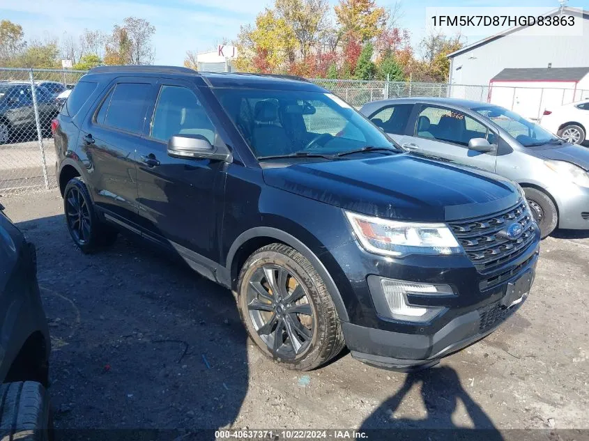 2017 Ford Explorer Xlt VIN: 1FM5K7D87HGD83863 Lot: 40637371