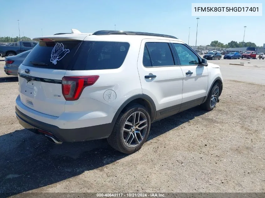 2017 Ford Explorer Sport VIN: 1FM5K8GT5HGD17401 Lot: 40643117