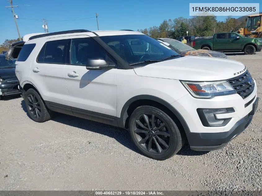 2017 Ford Explorer Xlt VIN: 1FM5K8D86HGC33085 Lot: 40652129