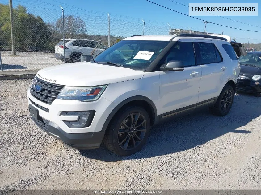 2017 Ford Explorer Xlt VIN: 1FM5K8D86HGC33085 Lot: 40652129