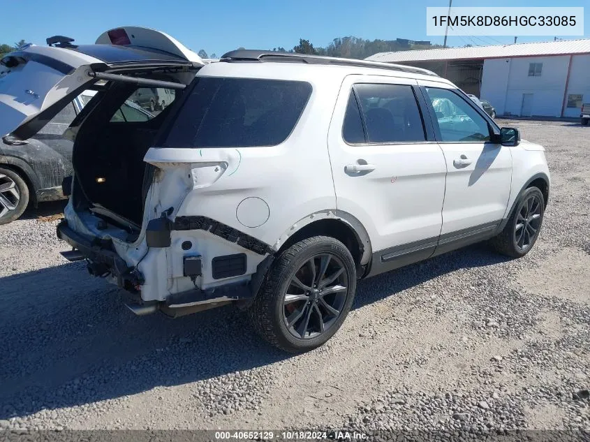 2017 Ford Explorer Xlt VIN: 1FM5K8D86HGC33085 Lot: 40652129