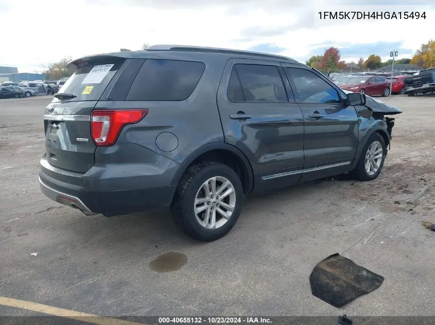 2017 Ford Explorer Xlt VIN: 1FM5K7DH4HGA15494 Lot: 40655132