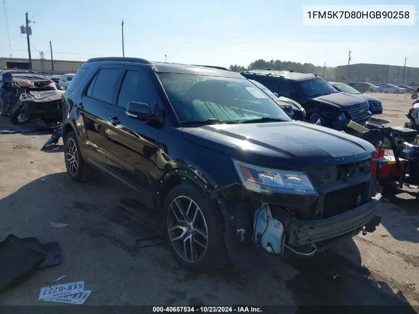 2017 Ford Explorer Xlt VIN: 1FM5K7D80HGB90258 Lot: 40657534