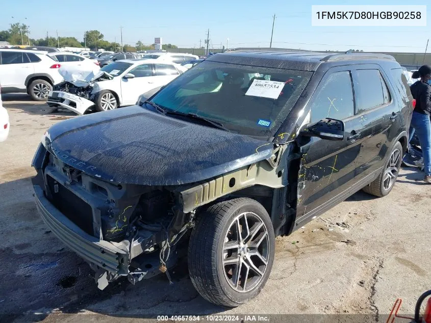 2017 Ford Explorer Xlt VIN: 1FM5K7D80HGB90258 Lot: 40657534