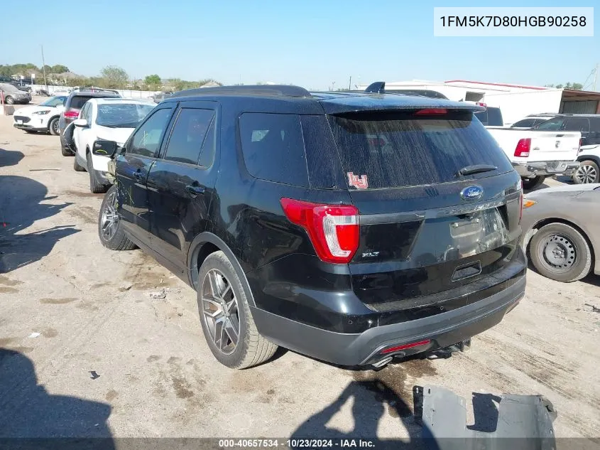 2017 Ford Explorer Xlt VIN: 1FM5K7D80HGB90258 Lot: 40657534