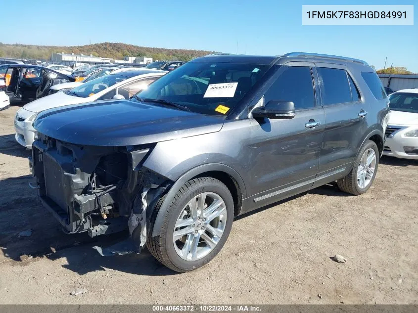 2017 Ford Explorer Limited VIN: 1FM5K7F83HGD84991 Lot: 40663372