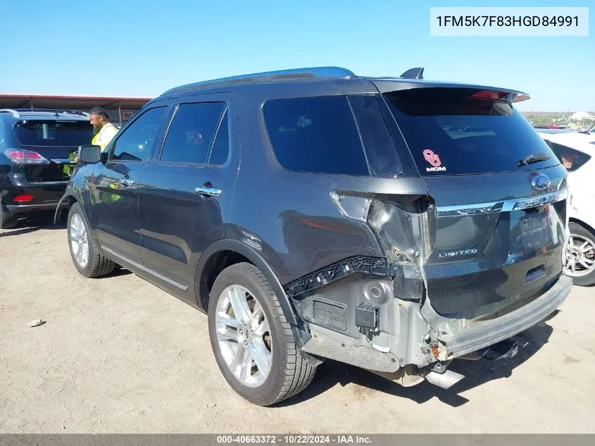 2017 Ford Explorer Limited VIN: 1FM5K7F83HGD84991 Lot: 40663372