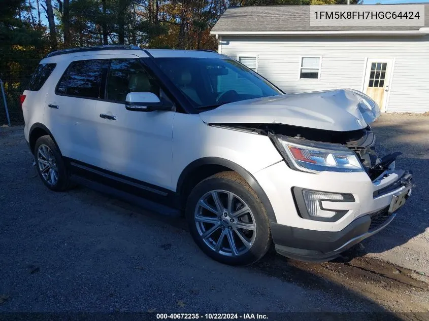 2017 Ford Explorer Limited VIN: 1FM5K8FH7HGC64424 Lot: 40672235