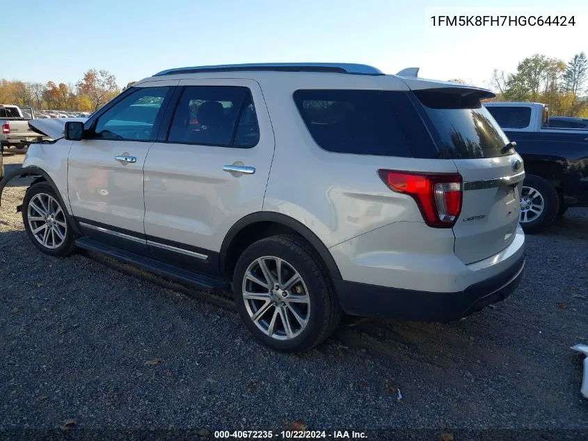 2017 Ford Explorer Limited VIN: 1FM5K8FH7HGC64424 Lot: 40672235