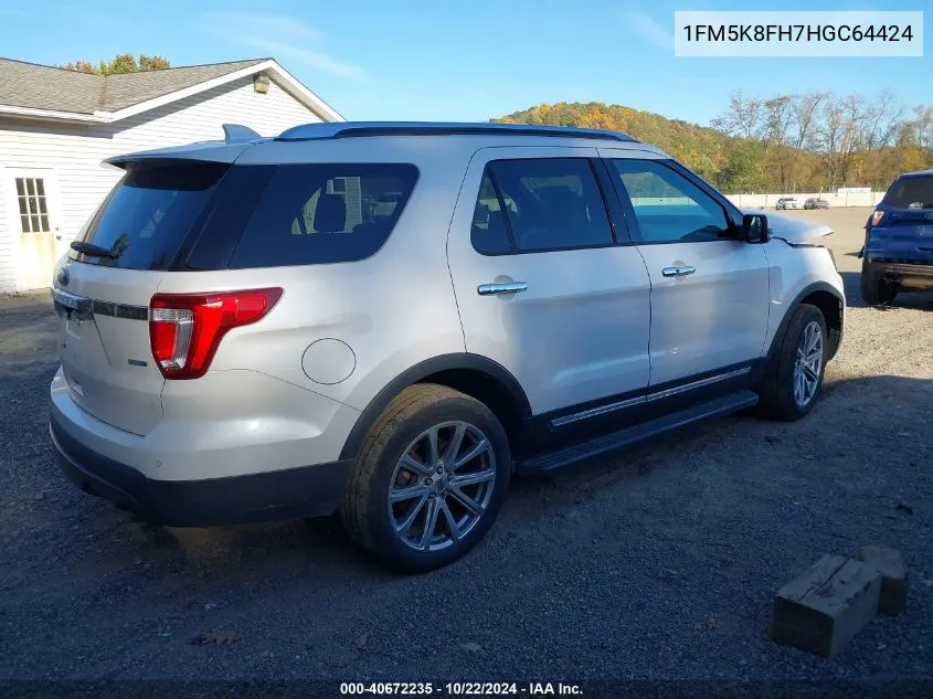 2017 Ford Explorer Limited VIN: 1FM5K8FH7HGC64424 Lot: 40672235