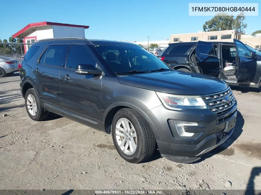 2017 Ford Explorer Xlt VIN: 1FM5K7D80HGB40444 Lot: 40679931