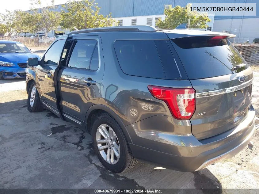 2017 Ford Explorer Xlt VIN: 1FM5K7D80HGB40444 Lot: 40679931