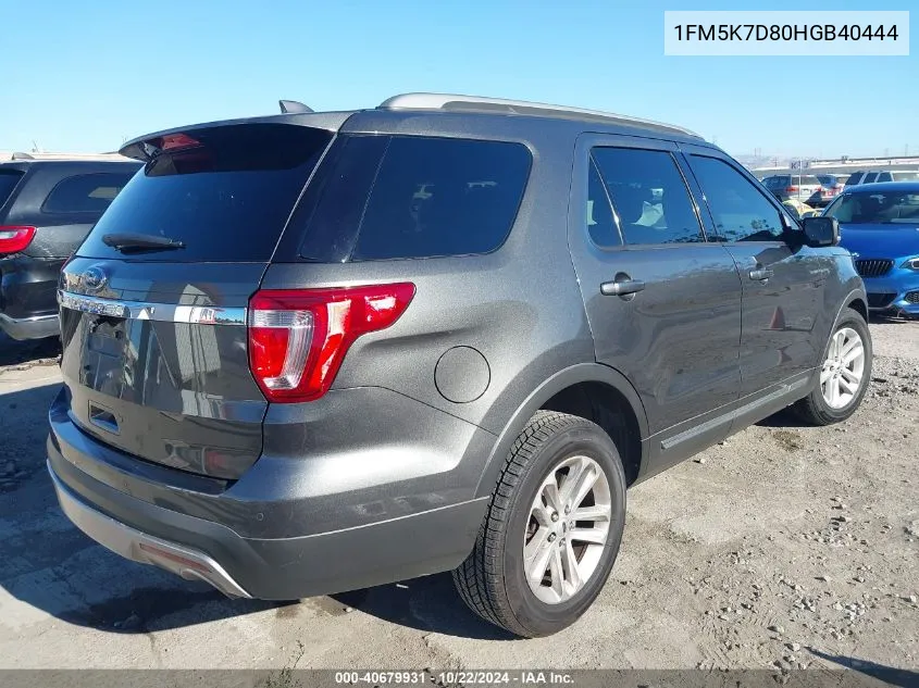 2017 Ford Explorer Xlt VIN: 1FM5K7D80HGB40444 Lot: 40679931