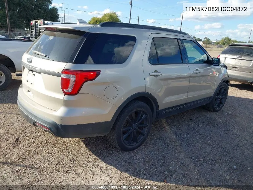 2017 Ford Explorer Xlt VIN: 1FM5K7D82HGC04872 Lot: 40681891