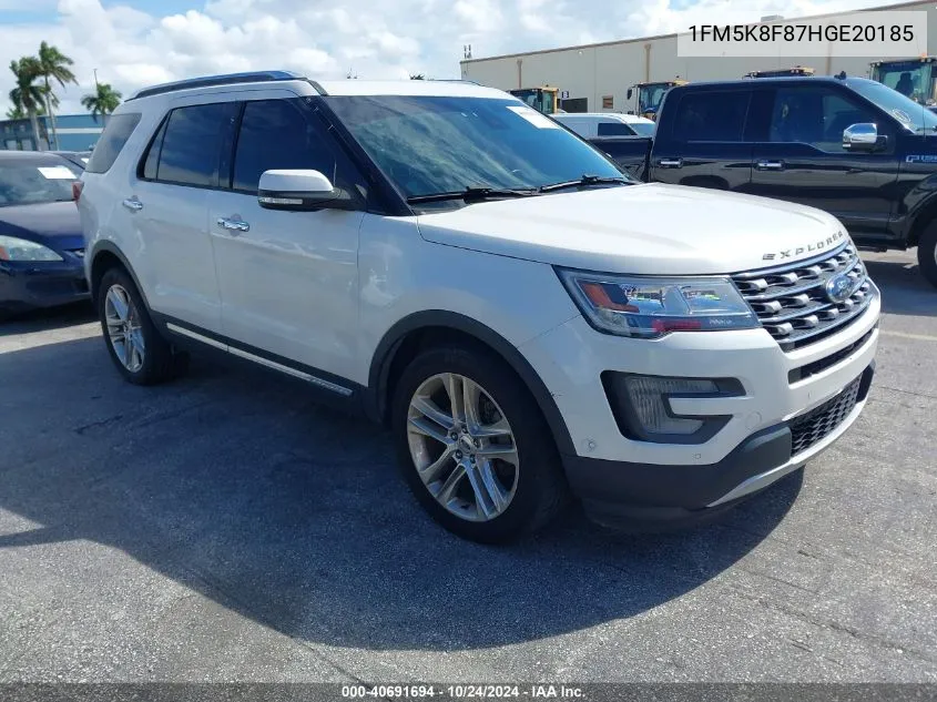 2017 Ford Explorer Limited VIN: 1FM5K8F87HGE20185 Lot: 40691694