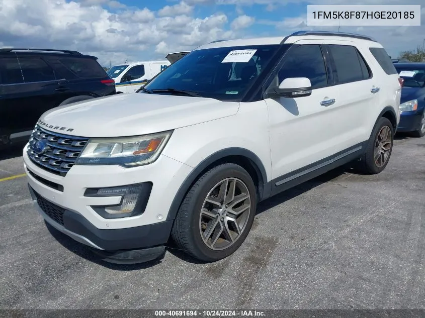 2017 Ford Explorer Limited VIN: 1FM5K8F87HGE20185 Lot: 40691694