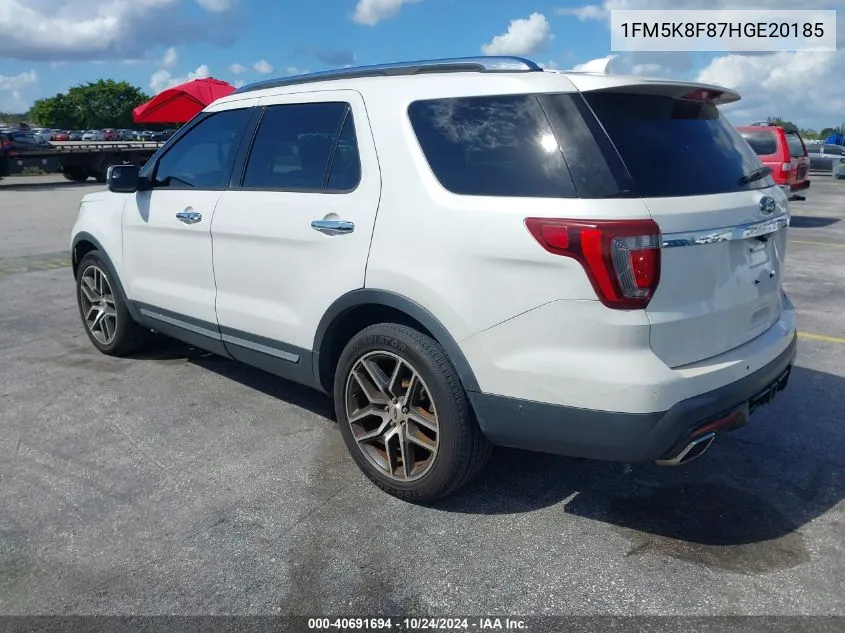 2017 Ford Explorer Limited VIN: 1FM5K8F87HGE20185 Lot: 40691694