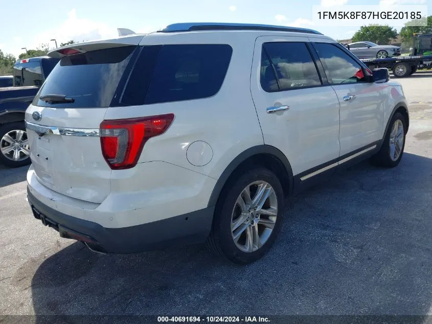 2017 Ford Explorer Limited VIN: 1FM5K8F87HGE20185 Lot: 40691694