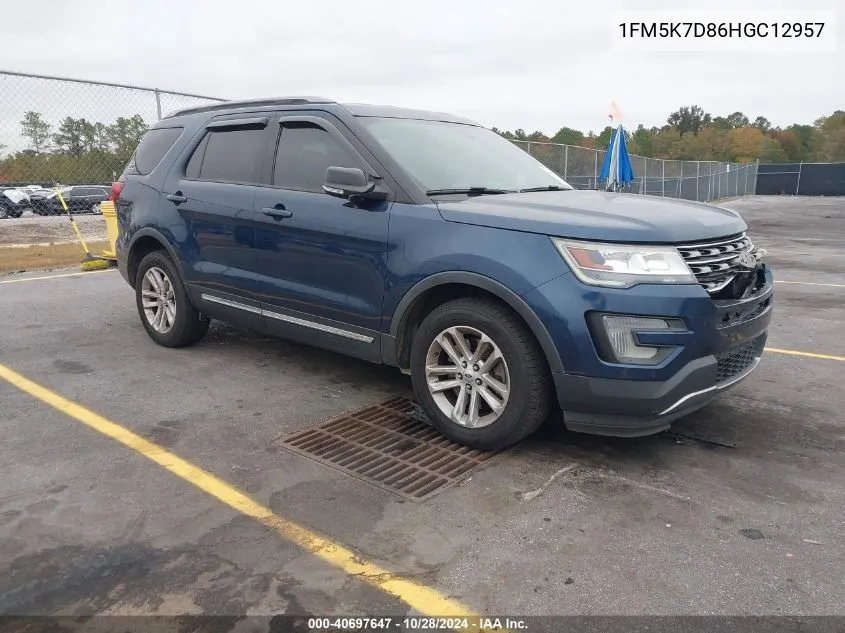 2017 Ford Explorer Xlt VIN: 1FM5K7D86HGC12957 Lot: 40697647