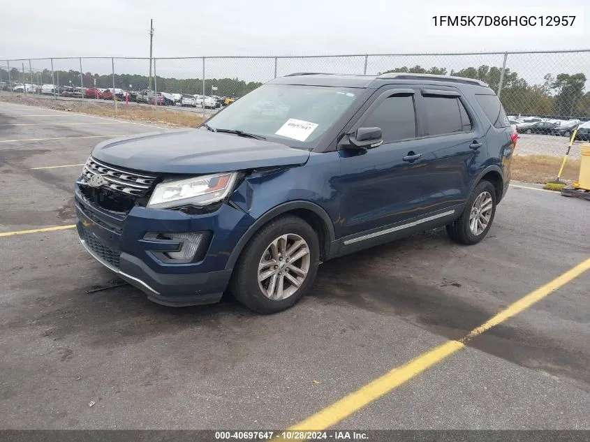 2017 Ford Explorer Xlt VIN: 1FM5K7D86HGC12957 Lot: 40697647