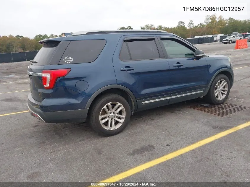 2017 Ford Explorer Xlt VIN: 1FM5K7D86HGC12957 Lot: 40697647