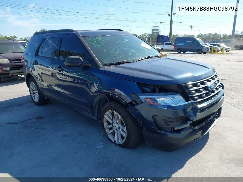 2017 Ford Explorer VIN: 1FM5K7B88HGC98792 Lot: 40698958