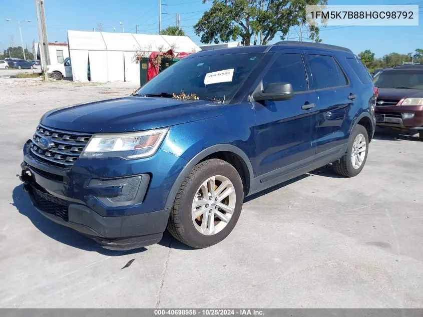 2017 Ford Explorer VIN: 1FM5K7B88HGC98792 Lot: 40698958