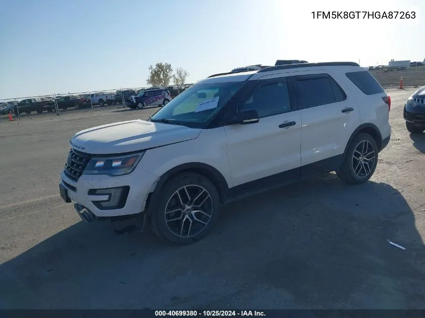 2017 Ford Explorer Sport VIN: 1FM5K8GT7HGA87263 Lot: 40699380