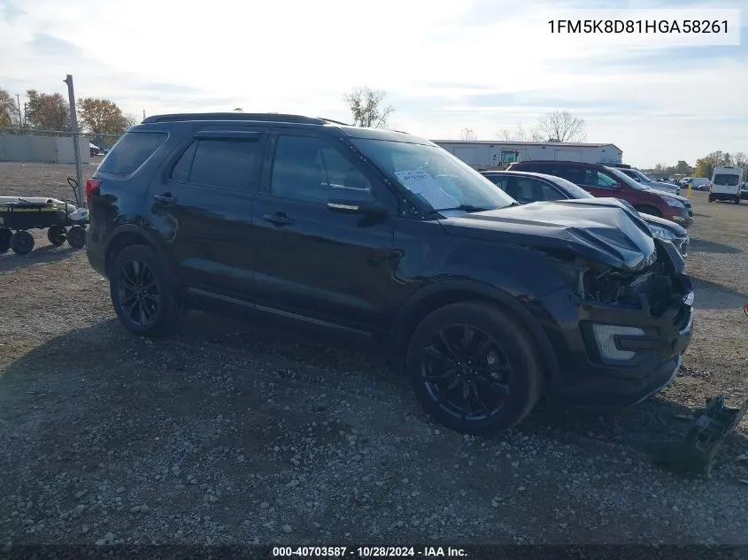 2017 Ford Explorer Xlt VIN: 1FM5K8D81HGA58261 Lot: 40703587