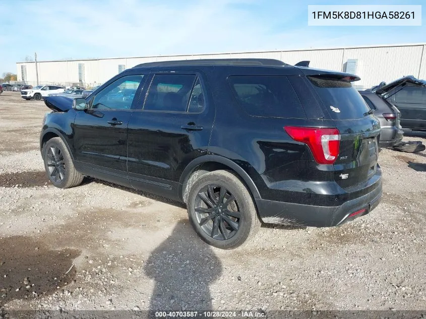 2017 Ford Explorer Xlt VIN: 1FM5K8D81HGA58261 Lot: 40703587