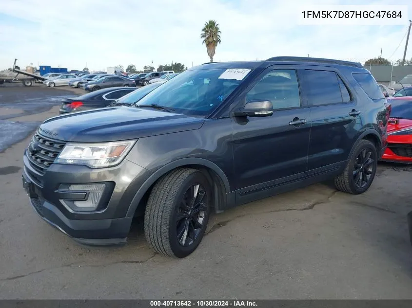 2017 Ford Explorer Xlt VIN: 1FM5K7D87HGC47684 Lot: 40713642