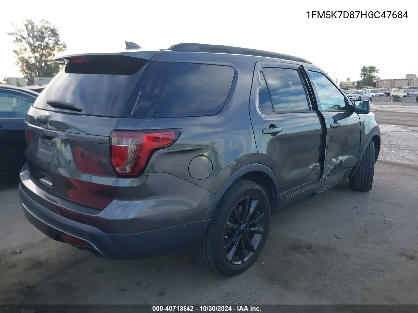 2017 Ford Explorer Xlt VIN: 1FM5K7D87HGC47684 Lot: 40713642